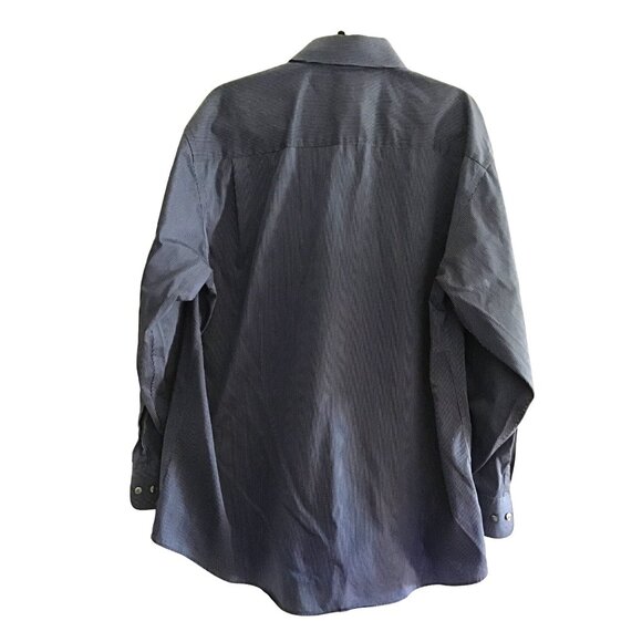 AXCESS- MENS STRIPED BLUE 100% COTTON NON-IRON BUTTON-DOWN SHIRT SIZE NECK 17 - Picture 2 of 6